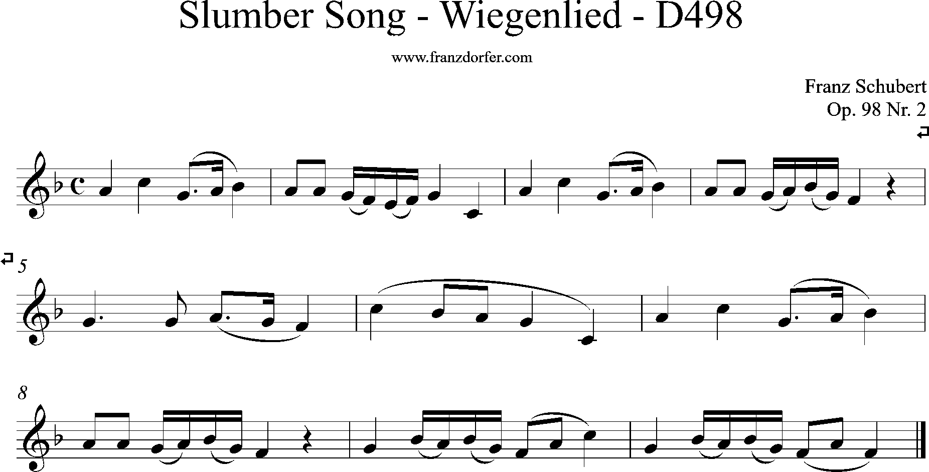 slumbersong, Wiegenlied Schubert, Clarinet F-major 
